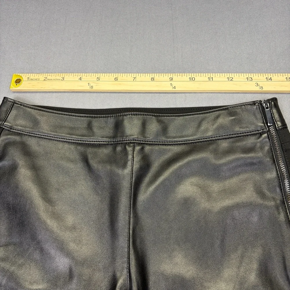 WHBM The Legging Black Faux Leather Front Ponte Back Side Zip Pants Size 4